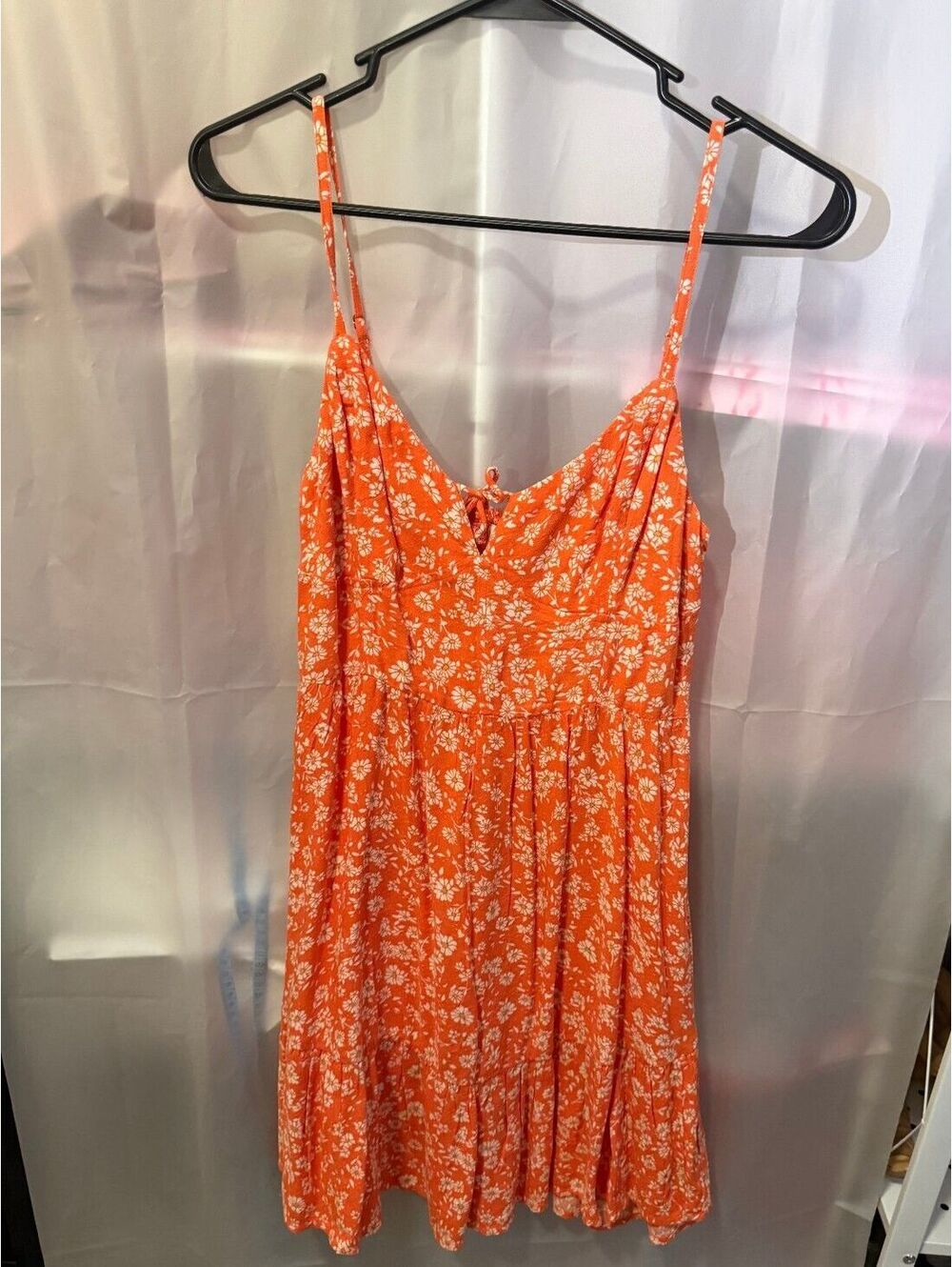 Billabong Orange Floral Spaghetti Strap Dress Small